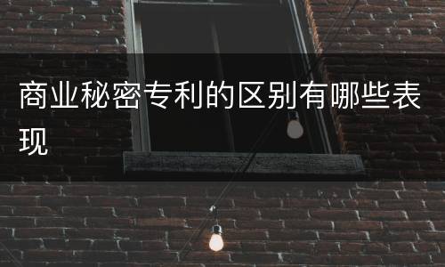 商业秘密专利的区别有哪些表现