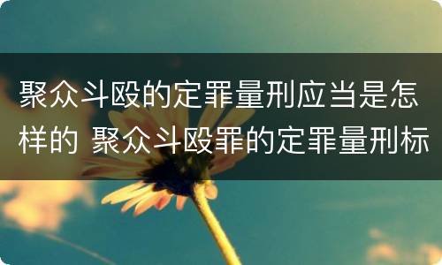 聚众斗殴的定罪量刑应当是怎样的 聚众斗殴罪的定罪量刑标准