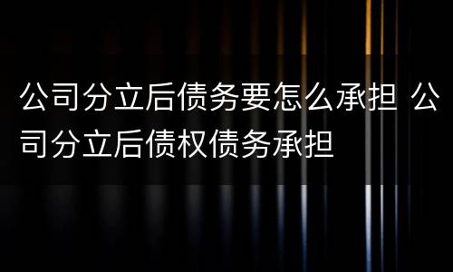 公司分立后债务要怎么承担 公司分立后债权债务承担