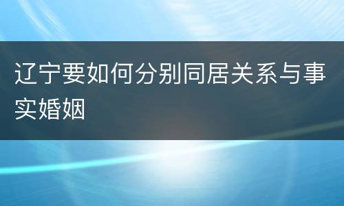 辽宁要如何分别同居关系与事实婚姻