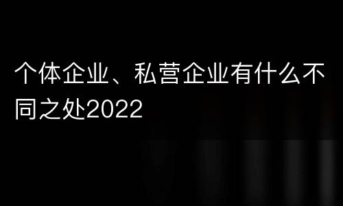 个体企业、私营企业有什么不同之处2022