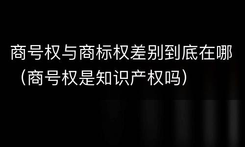 商号权与商标权差别到底在哪（商号权是知识产权吗）