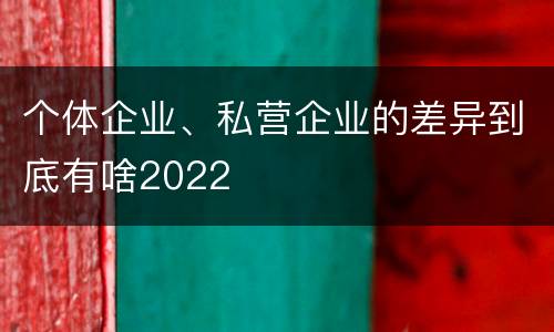 个体企业、私营企业的差异到底有啥2022