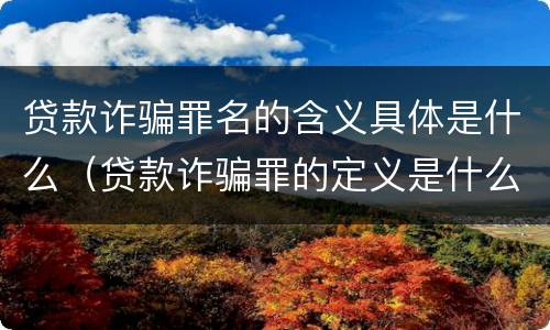 贷款诈骗罪名的含义具体是什么（贷款诈骗罪的定义是什么）