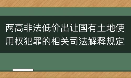 两高非法低价出让国有土地使用权犯罪的相关司法解释规定主要内容是什么