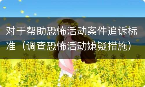 对于帮助恐怖活动案件追诉标准（调查恐怖活动嫌疑措施）