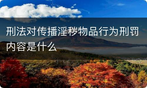 刑法对传播淫秽物品行为刑罚内容是什么