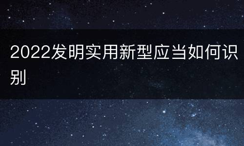 2022发明实用新型应当如何识别