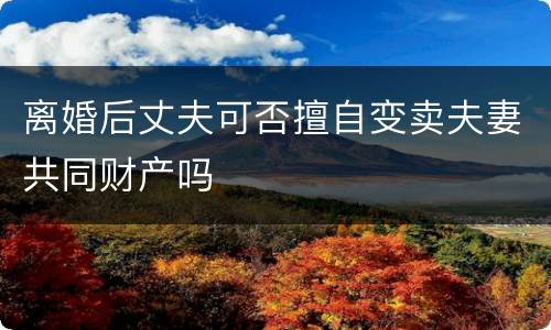 离婚后丈夫可否擅自变卖夫妻共同财产吗