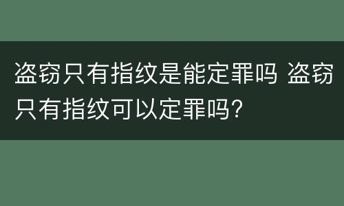 盗窃只有指纹是能定罪吗 盗窃只有指纹可以定罪吗?