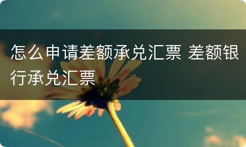 怎么申请差额承兑汇票 差额银行承兑汇票