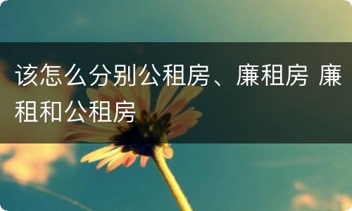 该怎么分别公租房、廉租房 廉租和公租房