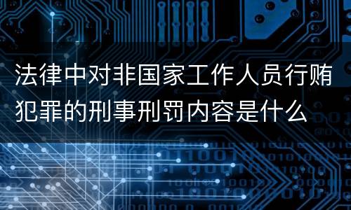 法律中对非国家工作人员行贿犯罪的刑事刑罚内容是什么