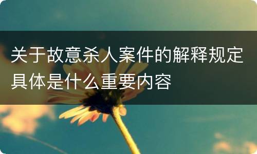 关于故意杀人案件的解释规定具体是什么重要内容