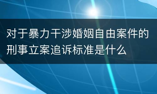 对于暴力干涉婚姻自由案件的刑事立案追诉标准是什么