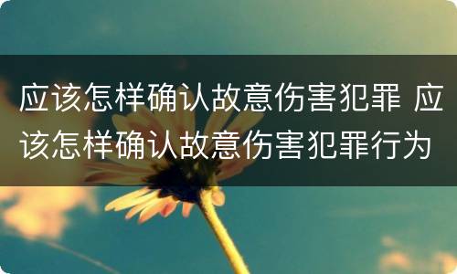 应该怎样确认故意伤害犯罪 应该怎样确认故意伤害犯罪行为