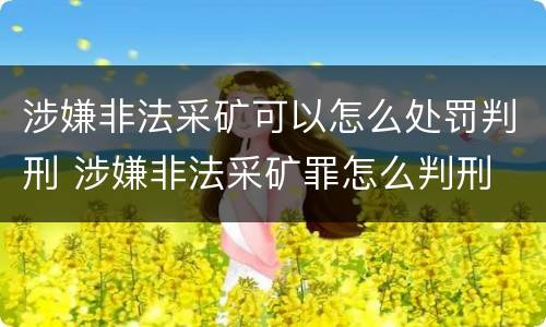 涉嫌非法采矿可以怎么处罚判刑 涉嫌非法采矿罪怎么判刑