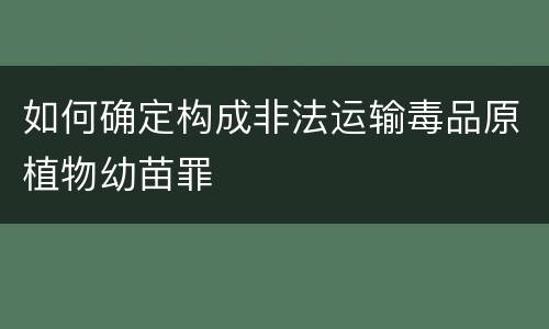 如何确定构成非法运输毒品原植物幼苗罪