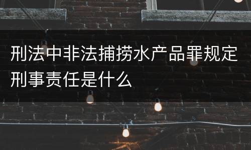 刑法中非法捕捞水产品罪规定刑事责任是什么