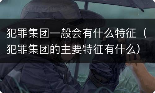 犯罪集团一般会有什么特征（犯罪集团的主要特征有什么）