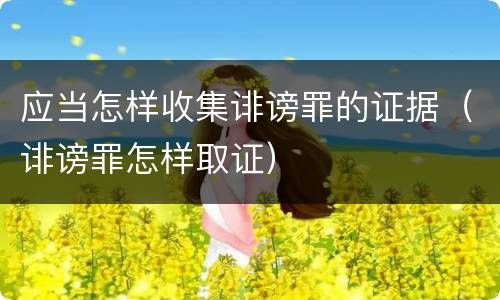 应当怎样收集诽谤罪的证据（诽谤罪怎样取证）