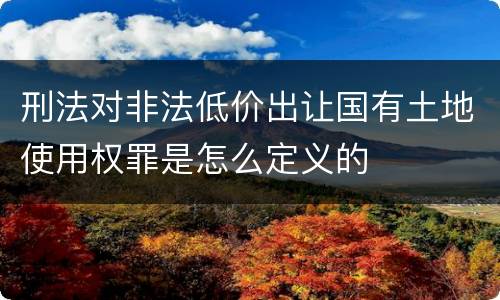 刑法对非法低价出让国有土地使用权罪是怎么定义的