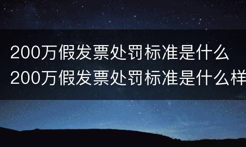 200万假发票处罚标准是什么 200万假发票处罚标准是什么样的