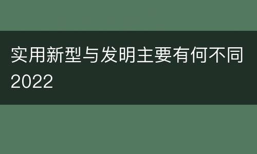 实用新型与发明主要有何不同2022