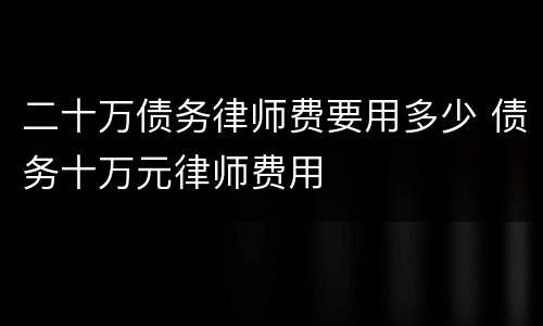 二十万债务律师费要用多少 债务十万元律师费用