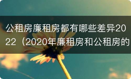 公租房廉租房都有哪些差异2022（2020年廉租房和公租房的区别）