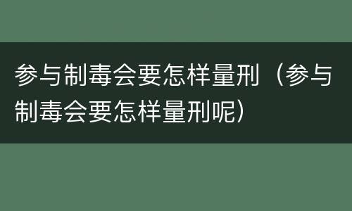 参与制毒会要怎样量刑（参与制毒会要怎样量刑呢）