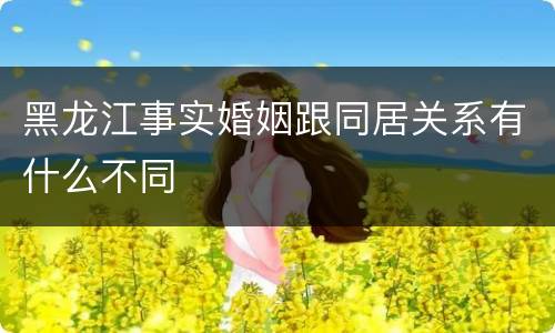 黑龙江事实婚姻跟同居关系有什么不同