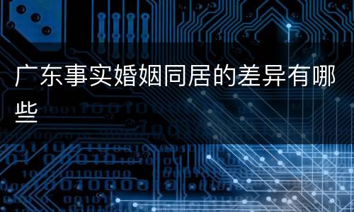 广东事实婚姻同居的差异有哪些