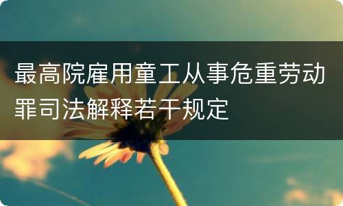 最高院雇用童工从事危重劳动罪司法解释若干规定