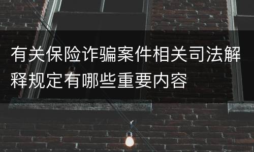 有关保险诈骗案件相关司法解释规定有哪些重要内容