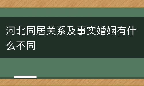 河北同居关系及事实婚姻有什么不同