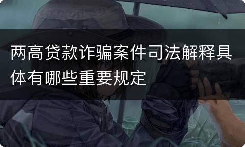 两高贷款诈骗案件司法解释具体有哪些重要规定