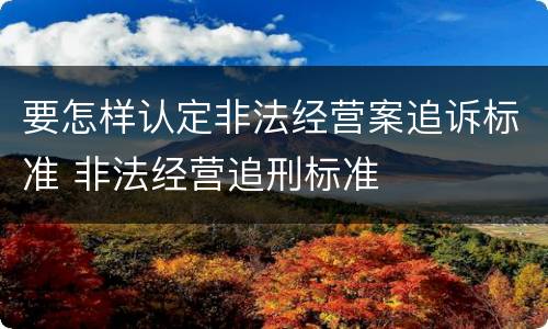 要怎样认定非法经营案追诉标准 非法经营追刑标准