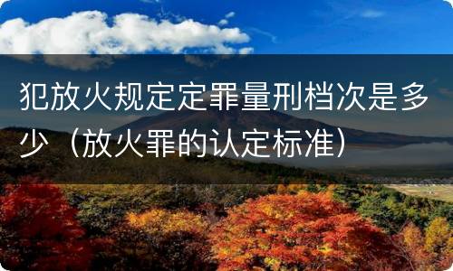 犯放火规定定罪量刑档次是多少（放火罪的认定标准）