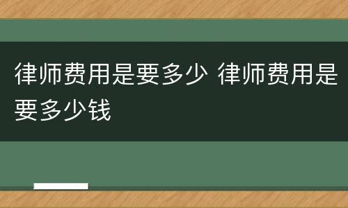 律师费用是要多少 律师费用是要多少钱