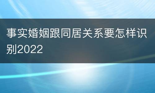 事实婚姻跟同居关系要怎样识别2022