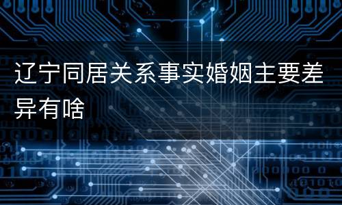辽宁同居关系事实婚姻主要差异有啥