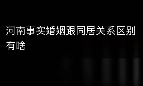 河南事实婚姻跟同居关系区别有啥