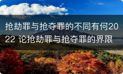 抢劫罪与抢夺罪的不同有何2022 论抢劫罪与抢夺罪的界限