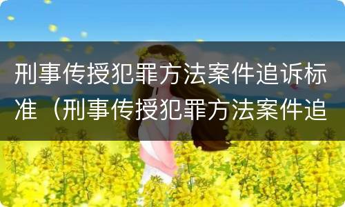 刑事传授犯罪方法案件追诉标准（刑事传授犯罪方法案件追诉标准）