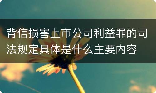背信损害上市公司利益罪的司法规定具体是什么主要内容