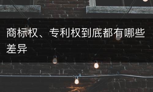 商标权、专利权到底都有哪些差异