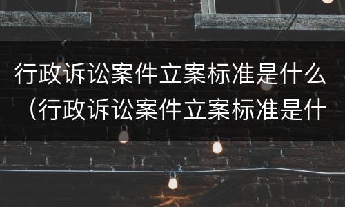 行政诉讼案件立案标准是什么（行政诉讼案件立案标准是什么意思）