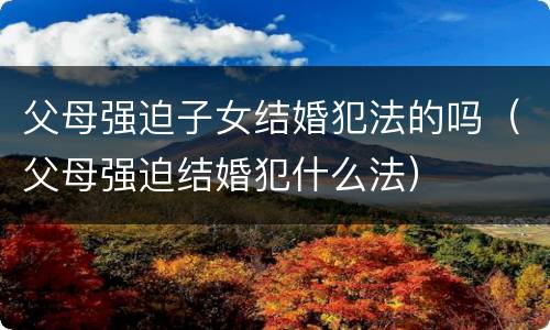 父母强迫子女结婚犯法的吗（父母强迫结婚犯什么法）