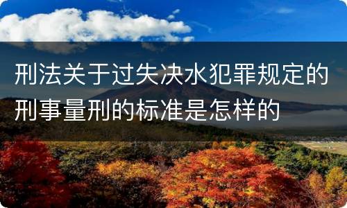 刑法关于过失决水犯罪规定的刑事量刑的标准是怎样的